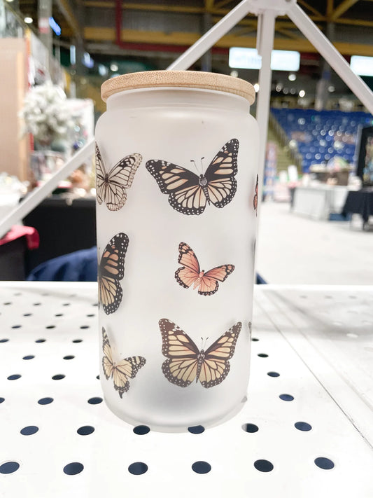 Butterfly glass can cup