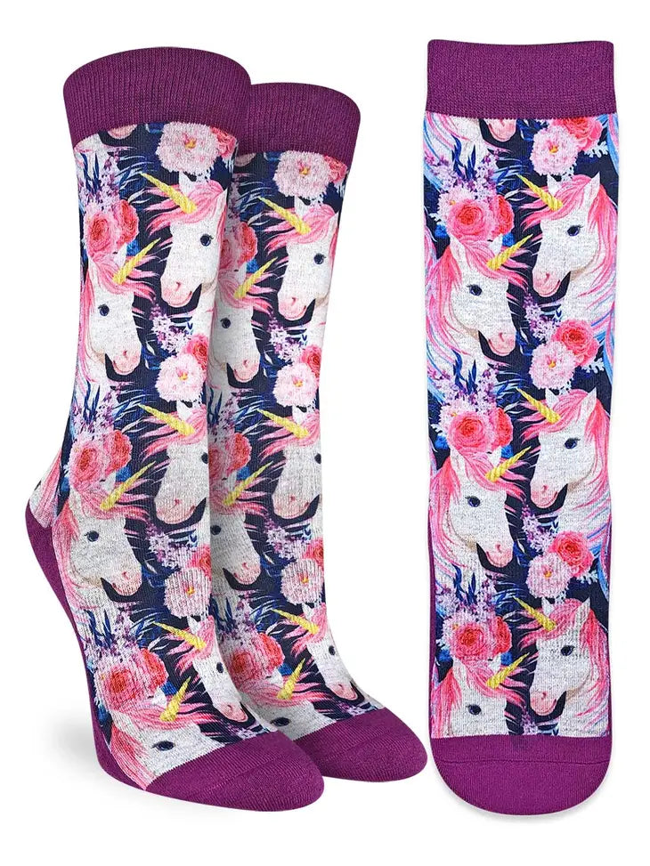 Women's Unicorns with Flowers Socks - Active Fit